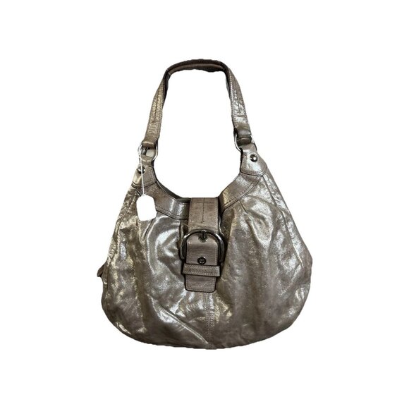 Coach Handbags - Coach (2011) Soho Lynn Metallic Champagne Shimmer Hobo Leather Bag Big Buckle